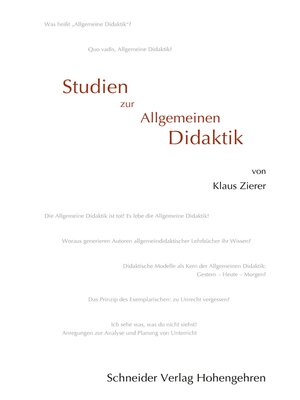 cover image of Studien zur Allgemeinen Didaktik
